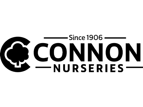 This is a black and white logo for Connon Nurseries, featuring stylized tree and text, with "Since 1906" indicating a long-standing business history.