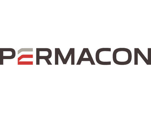 The image features the word "PERMACON" in bold black capital letters with a stylized red accent above the letter 'E' on a white background.