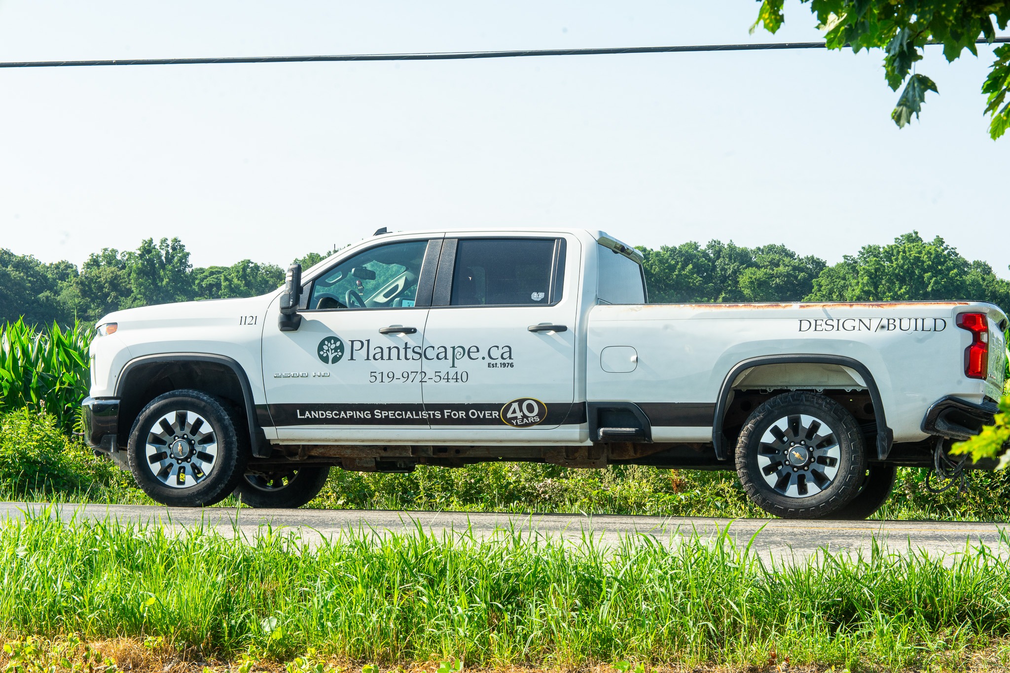 Plantscape crew performing regular lawn maintenance on a commercial property in Windsor